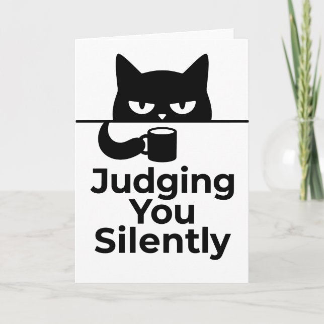 Tarjeta funny animals cat cafe Judging You Silently (Anverso)