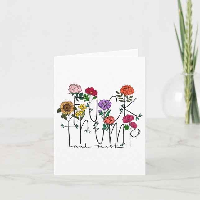 Tarjeta Funny anti Trump sutil flor floral anti trump W (Anverso)