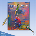 Tarjeta Funny Arty Birthday Fishing Punts<br><div class="desc">mensaje divertido,  pesca y pesca de puntillas. estilo expresivo muy suelto,  muy colorido</div>
