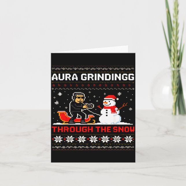 Tarjeta Funny Aura Grinding Christmas Meme Winter Gamer  (Anverso)