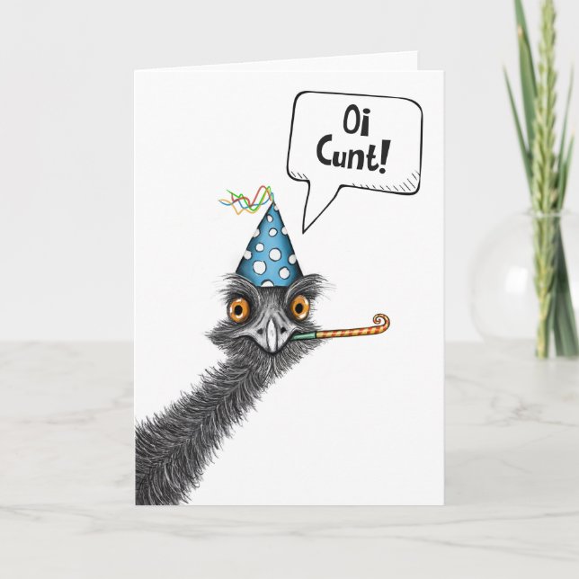 Tarjeta Funny Aussie Emu Birthday Card (Anverso)