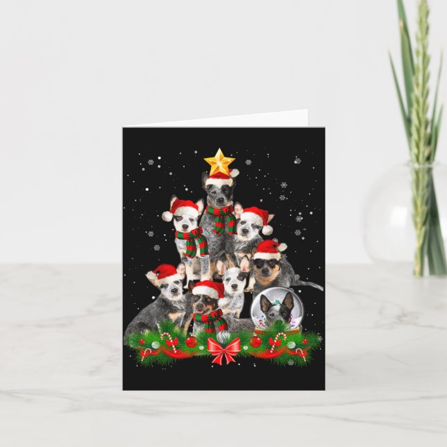 Tarjeta Funny Australian Cattle Dog Dog Christmas Tree - B (Anverso)