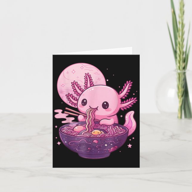 Tarjeta Funny Axolotl Noodle Anime Kawaii Axolotl Comating (Anverso)