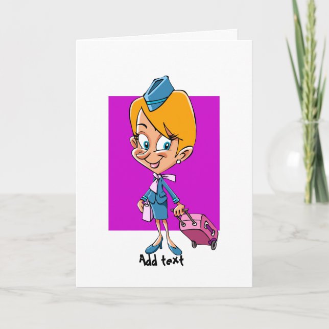 Tarjeta Funny azafata de vuelo personalizado aeromozas (Anverso)