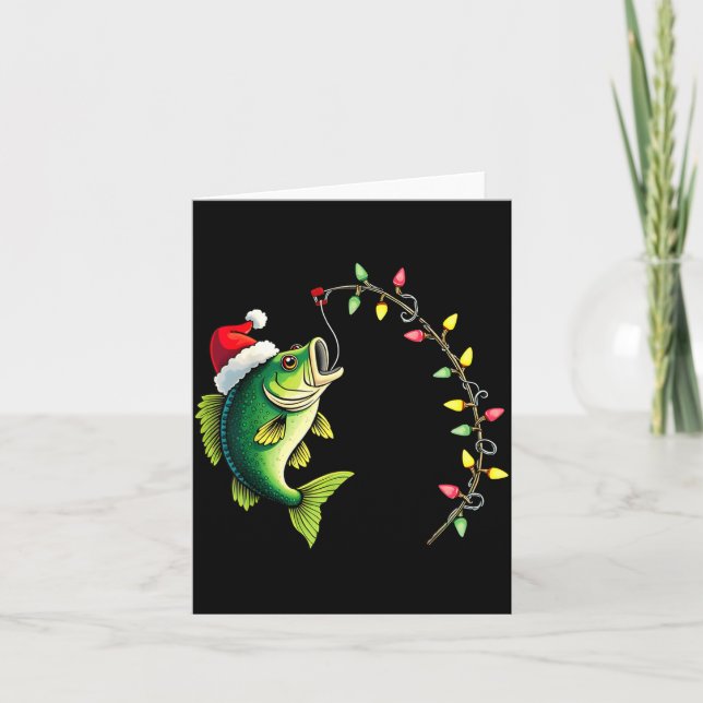 Tarjeta Funny B Fishing Santa Hat Christmas Pajama Fisherm (Anverso)