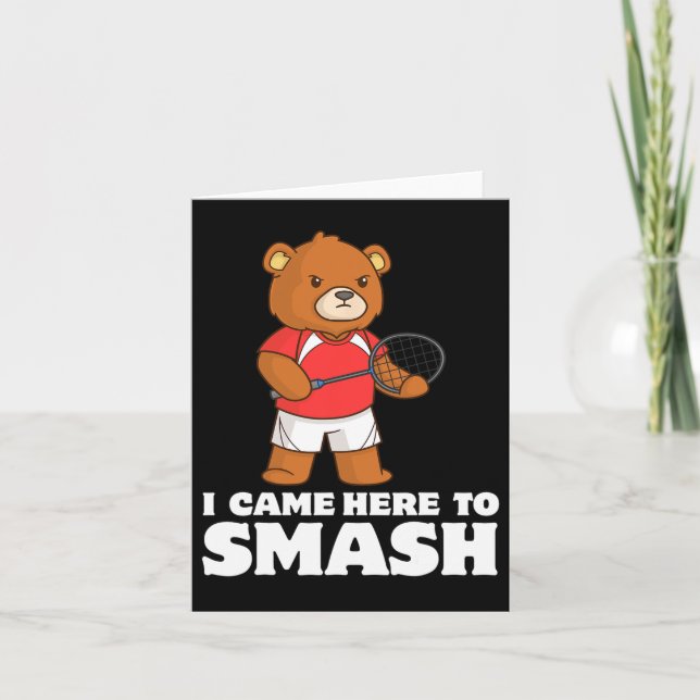 Tarjeta Funny Badminton Competitive Bear Player Smasher (Anverso)