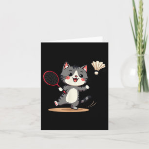 Tarjeta Funny Badminton Cute Cat Racket Hombres Mujeres