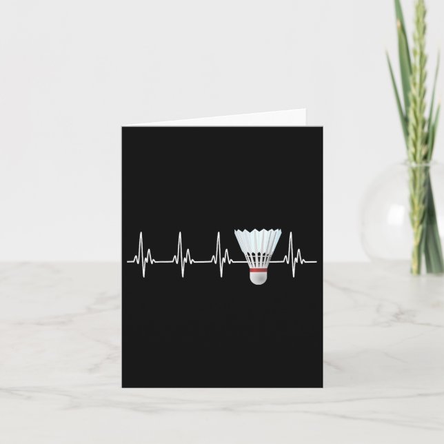 Tarjeta Funny Badminton Player de Shuttle Heartbeat (Anverso)