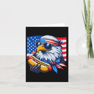 Tarjeta Funny Bald Eagle Hotdog Bandera Americana 4 De Jul