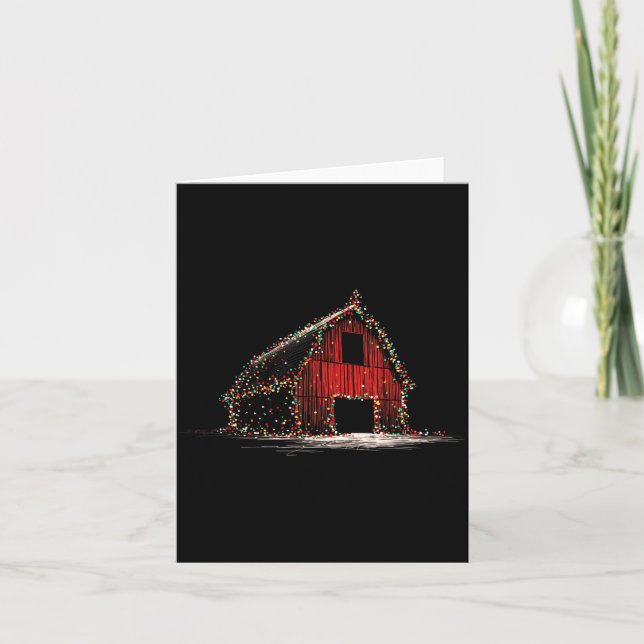 Tarjeta Funny Barn Christmas Graphics Lights Lover Farm Fa (Anverso)