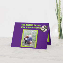 Tarjeta Funny Basset Hound Zombie Halloween Card
