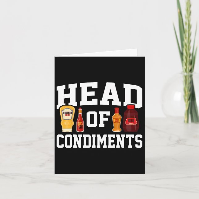 Tarjeta Funny Bbq Head of Condiments Rbecuing Gifts Grilli (Anverso)