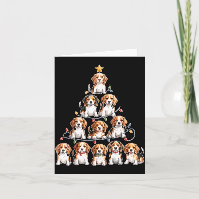 Tarjeta Funny Beagle Christmas Tree Dog Lovers Women Men X (Anverso)