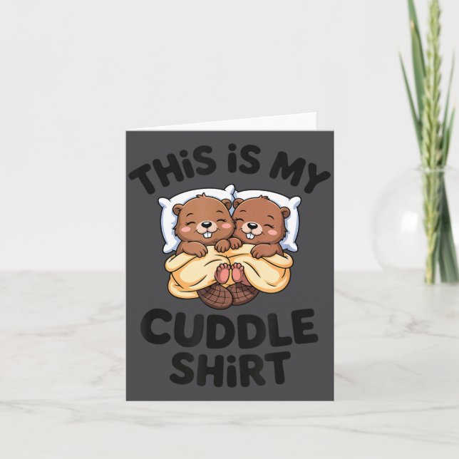 Tarjeta Funny Beaver Couple This Is My Cuddle  (Anverso)