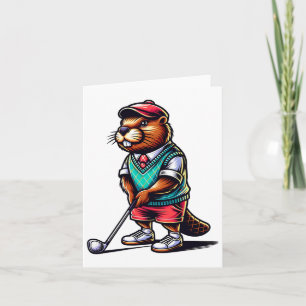 Tarjeta Funny Beaver Golfer Rodent Golfing Sports