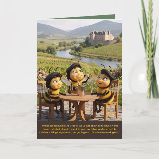 Tarjeta Funny Bee Birthday Card (Anverso)