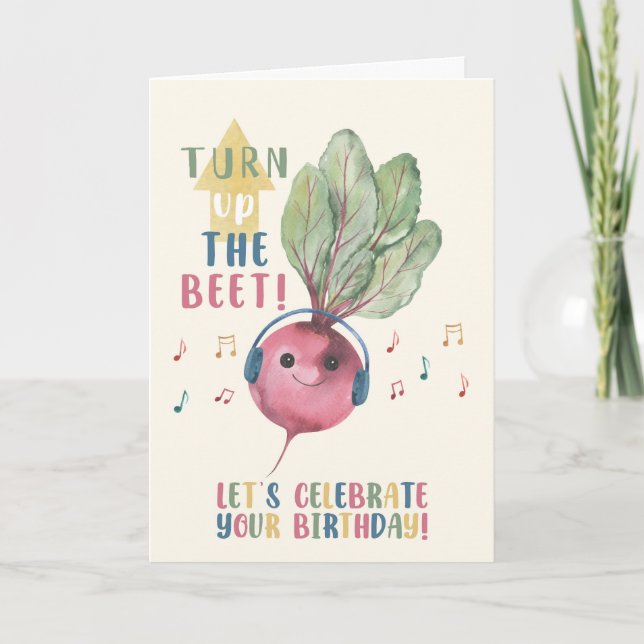 Tarjeta Funny Beet Birthday Card – Turn Up the Beet (Anverso)