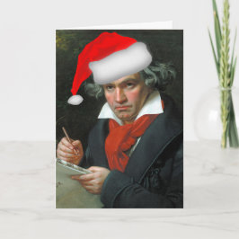 Tarjeta Funny Beethoven Santa Navidades de música clásica
