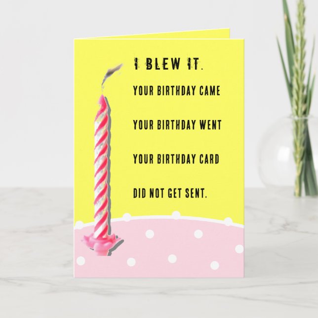 Tarjeta Funny Belated Birthday (Anverso)