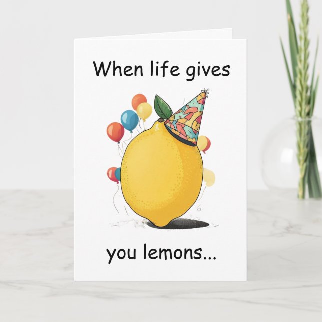 Tarjeta Funny Belated Birthday Message: Lemon Theme (Anverso)