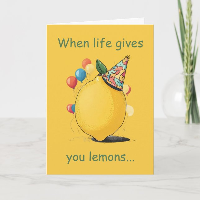 Tarjeta Funny Belated Birthday Message: Lemon Theme (Anverso)