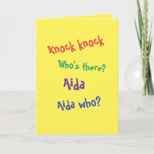 Tarjeta Funny Belthday Card Knock Knock Chiste (Anverso)