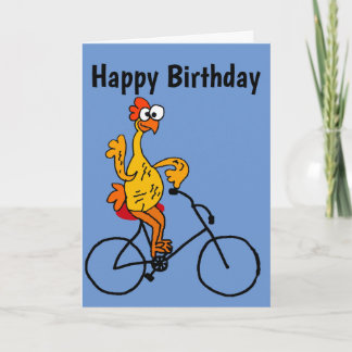 Tarjeta Funny Bicicleta para pasear en voladizo de pollo