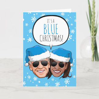 Tarjeta Funny Biden Harris Blue Navidades