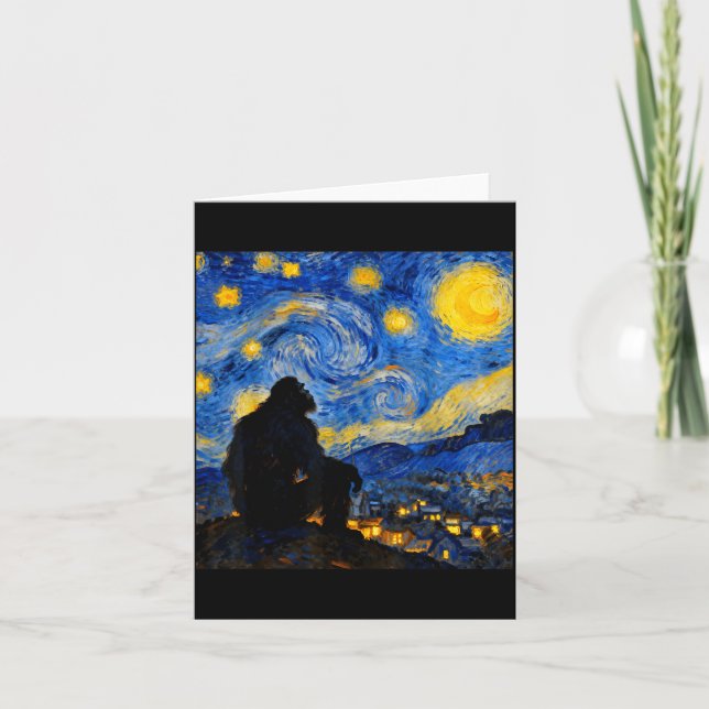 Tarjeta Funny Bigfoot Graphic Van Gogh Style Sasquatch Sta (Anverso)