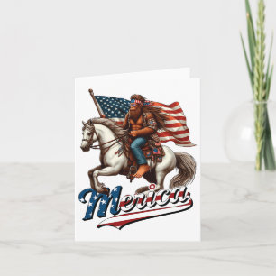 Tarjeta Funny Bigfoot Merica Usa Mullet Byndana Horse Ridi
