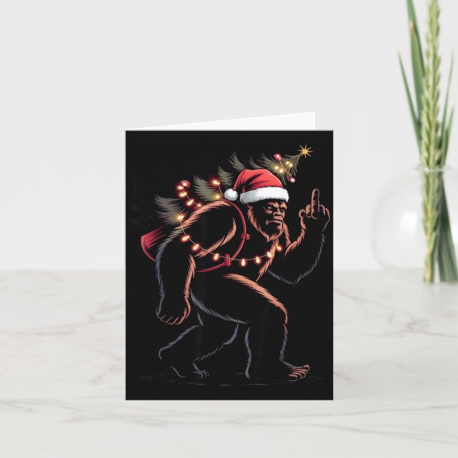 Tarjeta Funny Bigfoot Middle Finger Christmas Sasquatch An (Anverso)