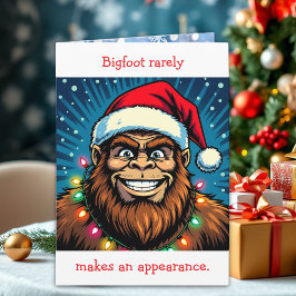 Tarjeta Funny Bigfoot Pun Christmas