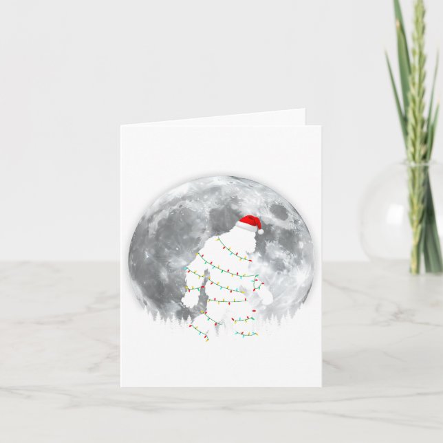 Tarjeta Funny Bigfoot Santa Moon Christmas Lights Xmas Sas (Anverso)