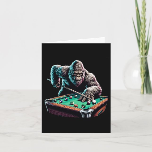 Tarjeta Funny Bigfoot Sasquatch Billiards Pool Player Homb (Anverso)