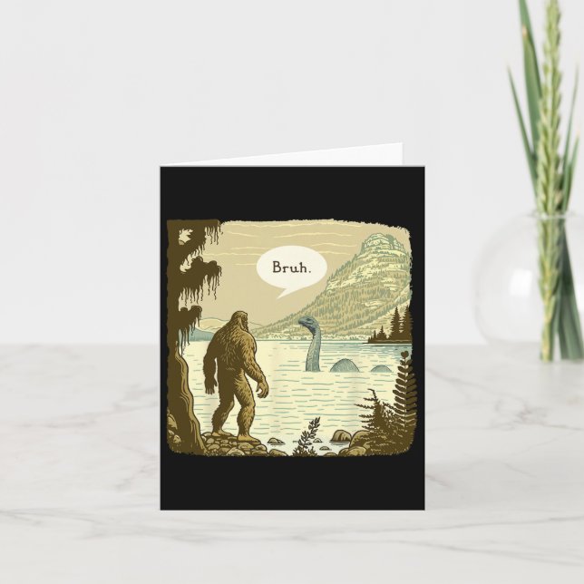 Tarjeta Funny Bigfoot Sasquatch Loch Ness Monster Introver (Anverso)