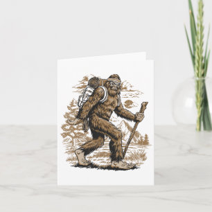 Tarjeta Funny Bigfoot Sasquatch Senderismo Retro al aire l