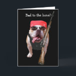 Tarjeta Funny Biker/Bulldog no conformista Cumpleaños<br><div class="desc">Divertido Bulldog en una bandana roja, chaleco de cuero negro y gafas de sol, con un rifle, en la parte delantera. Puedes personalizar todo el texto, cambiar el tipo de letra, el tamaño y el color. Dentro del texto de "Feliz Cumpleaños" está separado, para que pueda ser más grande. Este...</div>