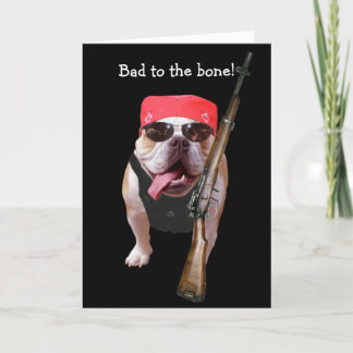 Tarjeta Funny Biker/Bulldog no conformista Cumpleaños