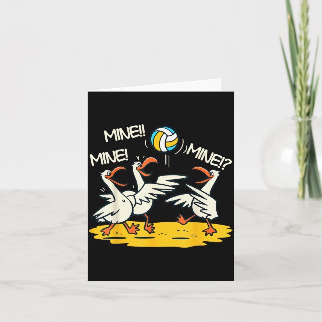 Tarjeta Funny Bird Playing Volleyball Mine Game Day Beach  (Anverso)