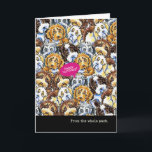 Tarjeta Funny Birthday from Group Mixed Breed Dogs<br><div class="desc">Funny happy birthday greeting from a group. Great for co-workers from the whole office,  or from a large family or gathering of friends. Original Cockapoo dog artwork by Andie,  illustrator behind Off-Leash Art. Personalize the inside greeting.</div>