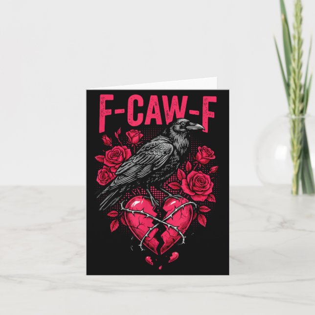 Tarjeta Funny Black Bird F-caw-f Anti Valentines Day Singl (Anverso)
