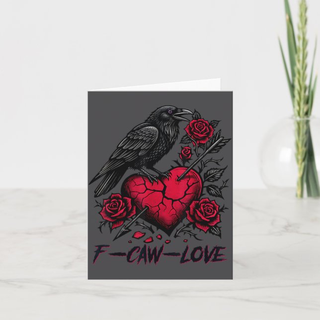 Tarjeta Funny Black Bird F-caw-f Anti Valentines Day Singl (Anverso)