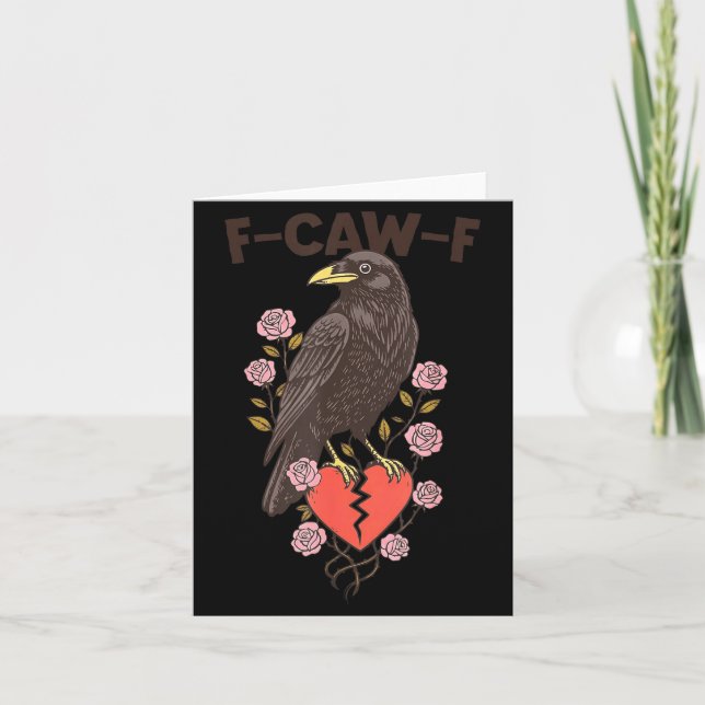 Tarjeta Funny Black Bird F-caw-f Anti Valentines Day Singl (Anverso)