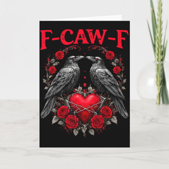 Tarjeta Funny Black Bird F-caw-f Anti Valentines Day Singl (Anverso)
