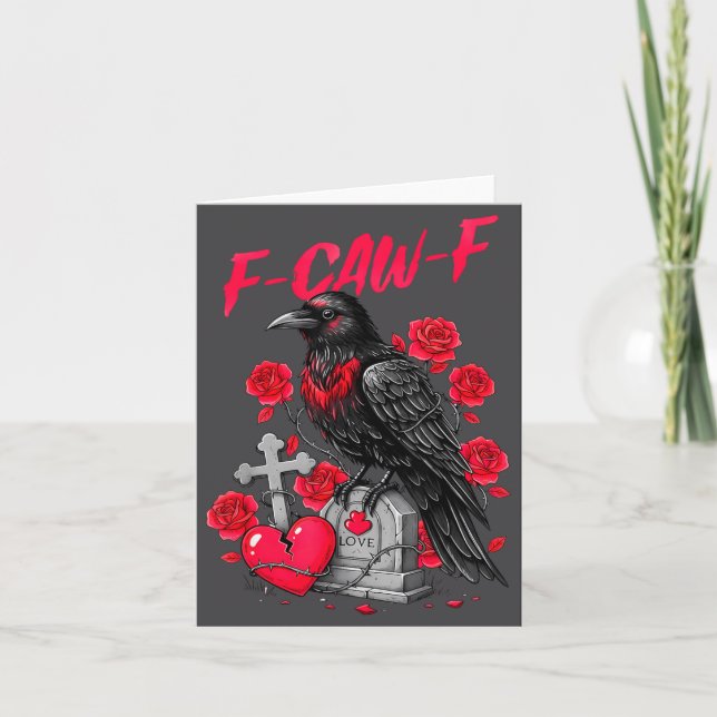 Tarjeta Funny Black Bird F-caw-f Anti Valentines Day Singl (Anverso)