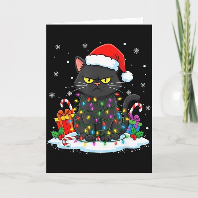 Tarjeta Funny Black Cat Christmas For Men Women Youth Girl (Anverso)