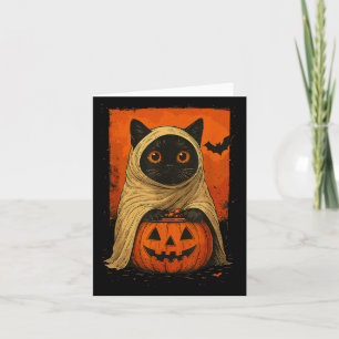 Tarjeta Funny Black Cat Halloween Calabaza Fantasma Cos