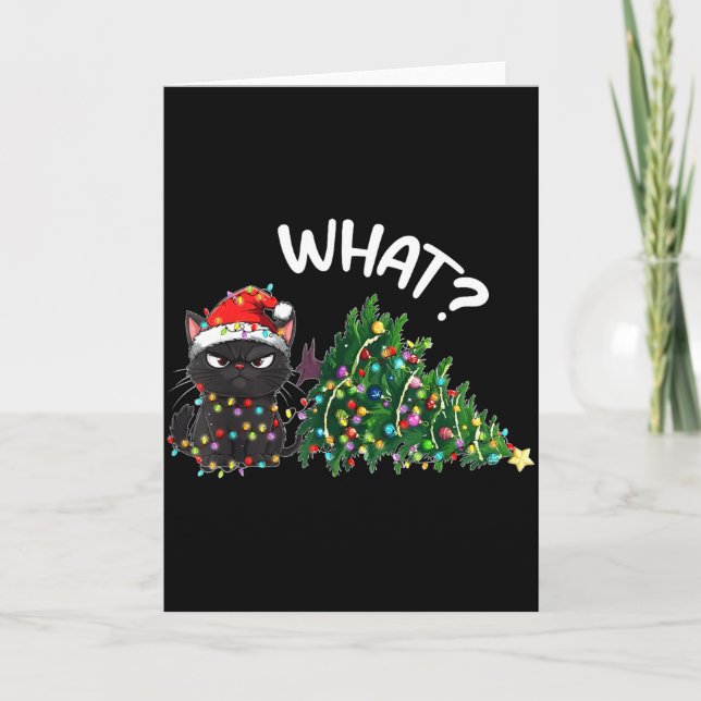 Tarjeta Funny Black Cat What_ Christmas Tree Funny Cat Lov (Anverso)