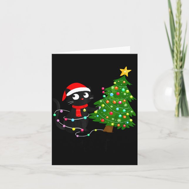 Tarjeta Funny Black Cat What_ Christmas Tree Funny Cat Lov (Anverso)