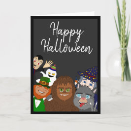 Tarjeta Funny Black Cute Monsters Happy Halloween Fiesta